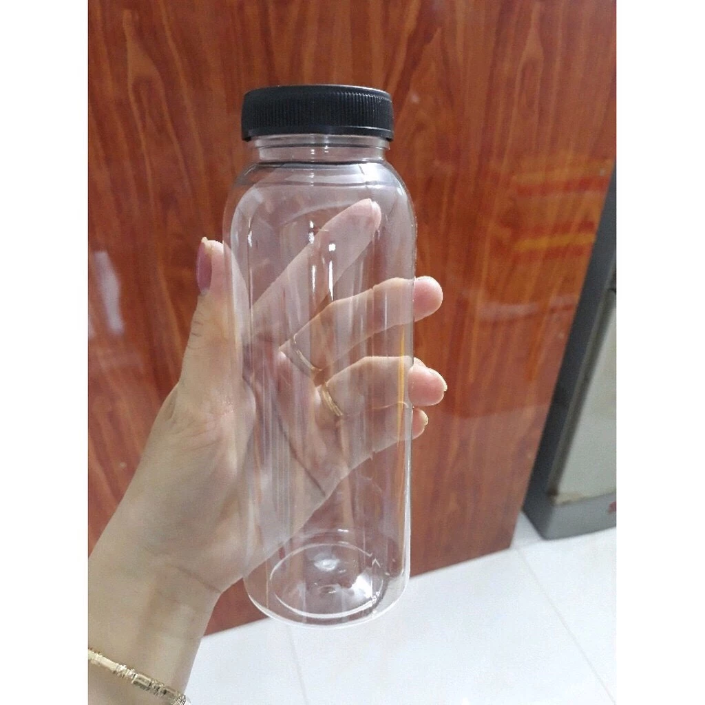 Chai Nhựa Pet Tròn Nắp Đen Cổ To 330ml (đựng chè dưỡng nhan)