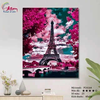 Tranh số hóa phong cảnh Paris Eiffel có căng khung 40x50cm PC4164