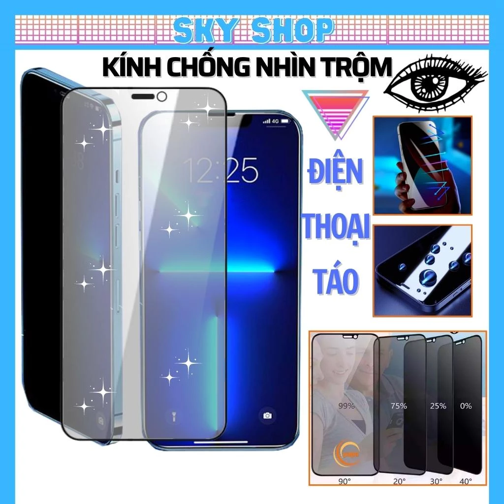 Cường lực chống nhìn trộm iphone 16 ProMax Xs max 11 Promax 12 Promax 7 Plus 8 Plus X Xr 13 Pro max 14 15 Pro max [CNT]
