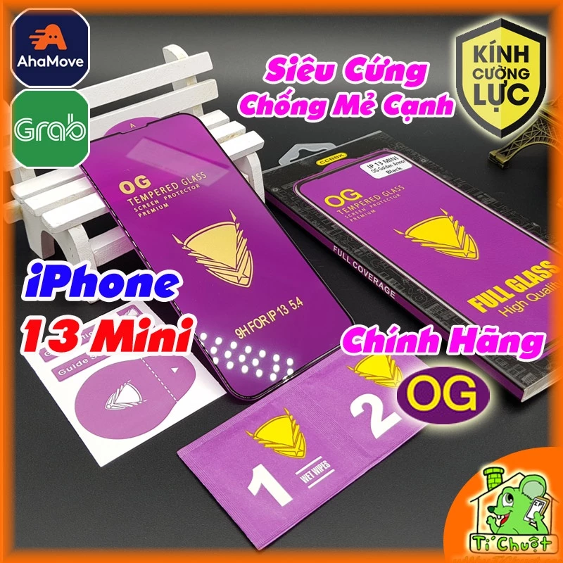 [Chính Hãng OG] Kính CL iPhone 13 Mini 5.4" Cường Lực 2.5D Full Viền Cứng Chống Mẻ Cạnh