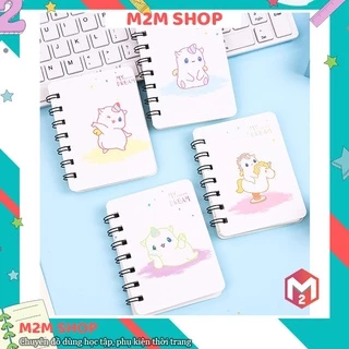 Sổ tay lò xo mini có dòng kẻ hình unicorn xinh xắn dễ thương (A7 - 80 tờ)