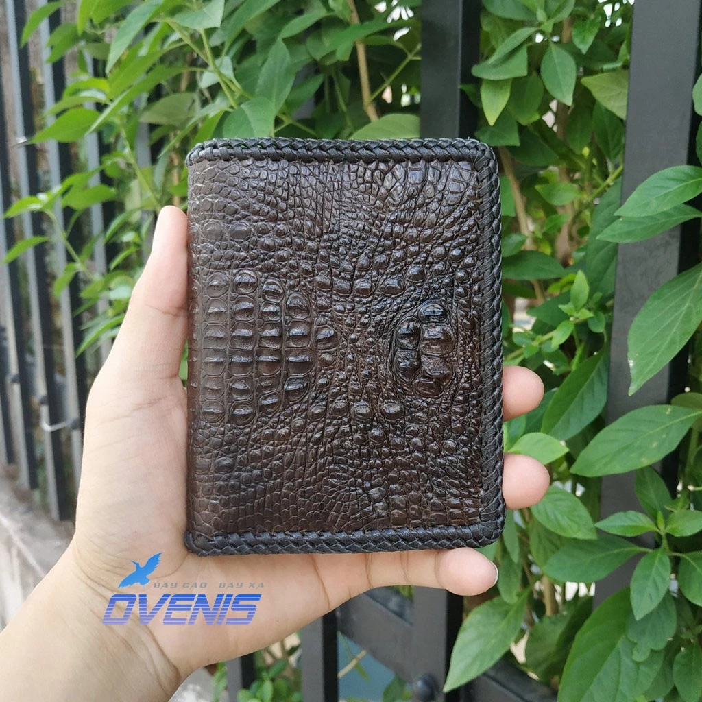 Ví cá sấu nguyên con [2 MẶT DA CÁ SẤU ĐAN VIỀN THỦ CÔNG CAO CẤP]