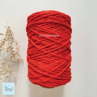 Dây thừng macrame cotton màu ĐỎ TƯƠI size 3mm/5mm mềm mịn