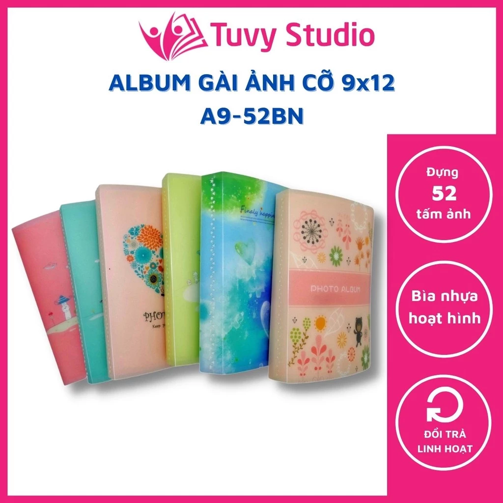 Album ảnh 9x12, 10x15, 13x18 đựng 52 ảnh bìa nhựa cute sẵn hàng tại Tú Vy Studio