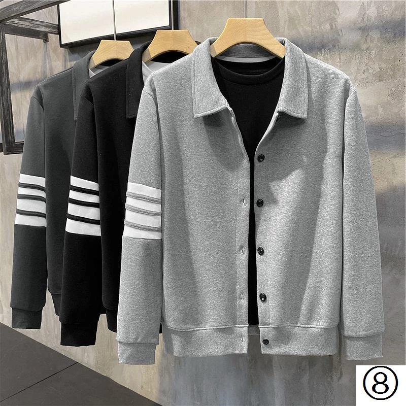 Áo Khoác Cardigan Dệt Kim Bốn Sọc Dáng Ôm Phong Cách Mới Mùa Thu Năm 2021 Dễ Phối Đồ Cho Nam