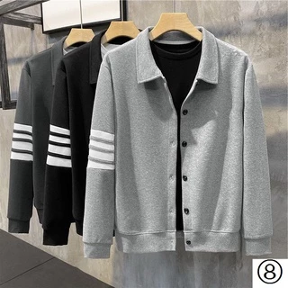 Áo Khoác Cardigan Dệt Kim Bốn Sọc Dáng Ôm Phong Cách Mới Mùa Thu Năm 2021 Dễ Phối Đồ Cho Nam