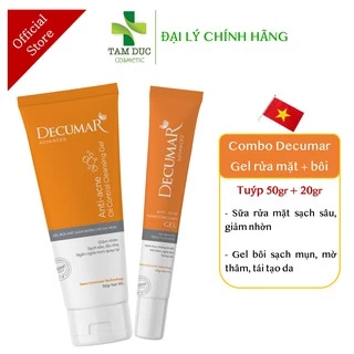 [NEW] Combo ngừa mụn DECUMAR ADVANCED [Gel rửa mặt kiềm nhờn, gel bôi mụn] (Decuma, dercuma, dercumar, decurma, megaduo]