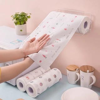 [FREESHIP ❤️] Cuộn Giấy Lau Đa Năng, Lau Nhà Bếp In Họa Tiết Trắng Đa Năng - HOẠ TIẾT