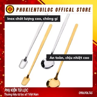 Thìa pha trà dụng cụ pha cà phê muỗng cafe inox 304 mạ vàng thiết kế hiện đại sáng trọng độ dài 13 - 15 - 17cm-PKTL