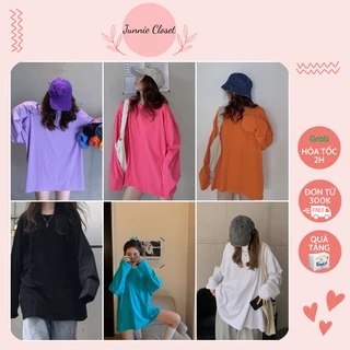 Áo thun trơn dài tay unisex nam nữ form rộng phong cách ulzzang Hàn Quốc hiphop trẻ trung năng động