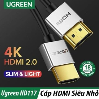 Cáp HDMI 2.0 4K Ugreen 30476 HD117 (4K 3D ARC loại Siêu nhỏ, dài 1met)