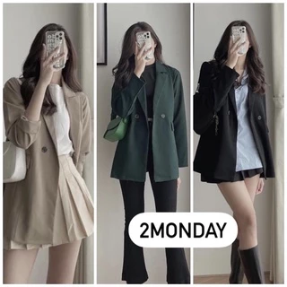 [Ảnh thật/Video] Áo blazer dài tay tông xanh lá đậm pháp lạ mắt form áo siêu to Áo blazer Dày dặn dáng rộng