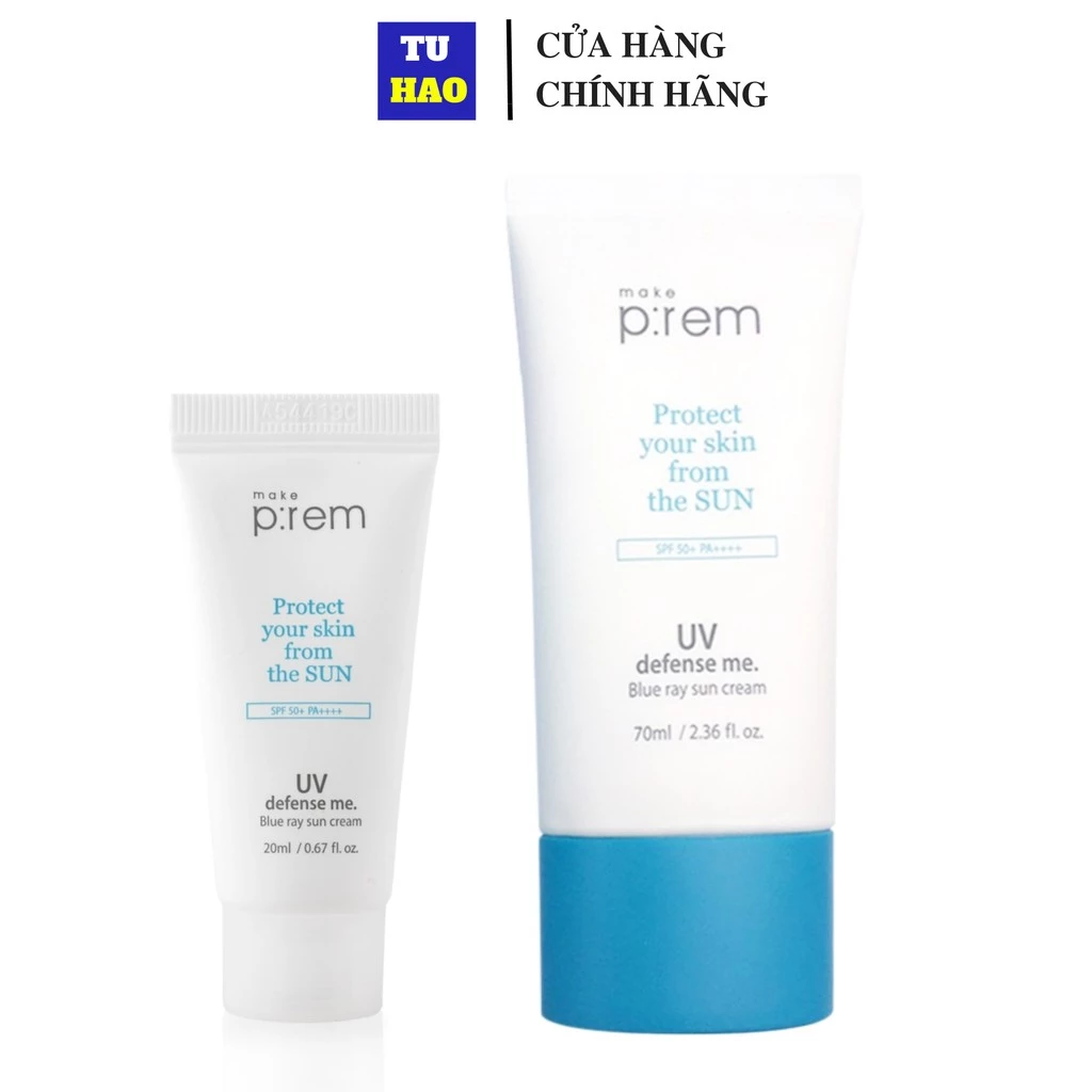 [TAS9]Kem Chống Nắng Vật Lý Make Prem UV Defense Me. Blue Ray Sun Cream SPF 50+ PA++++