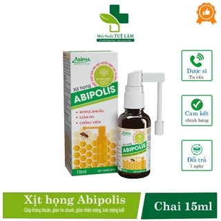 Xịt họng Abịpolis chai 15ml chiết xuất keo ong giúp hỗ trợ làm dịu nhanh đau họng, ngứa hong, rát họng