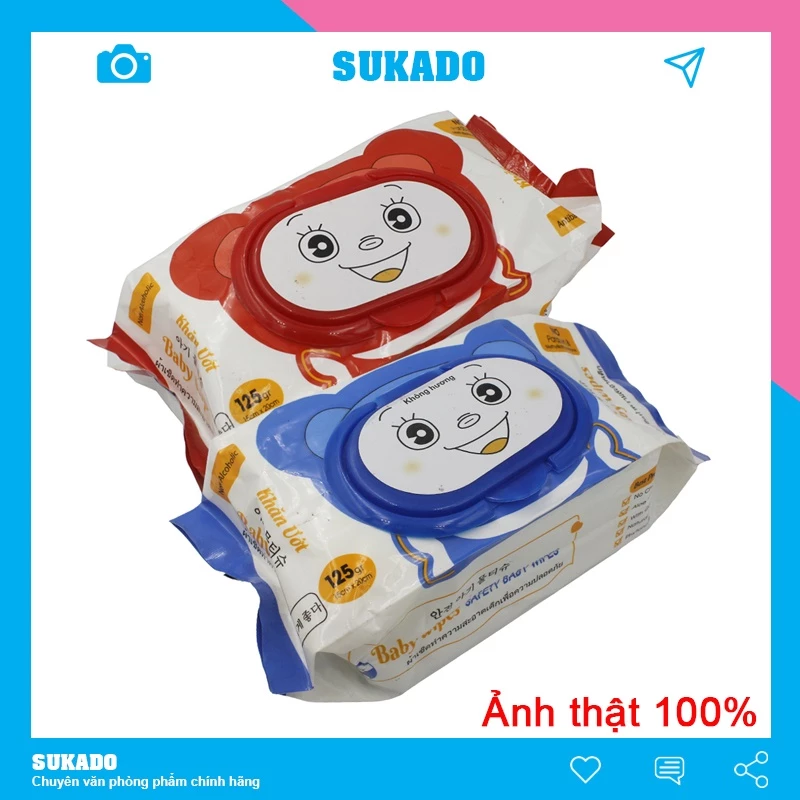 Khăn ướt Baby Wipes 650gr bịch lớn 15x20cm có hương/không hương SUKADO