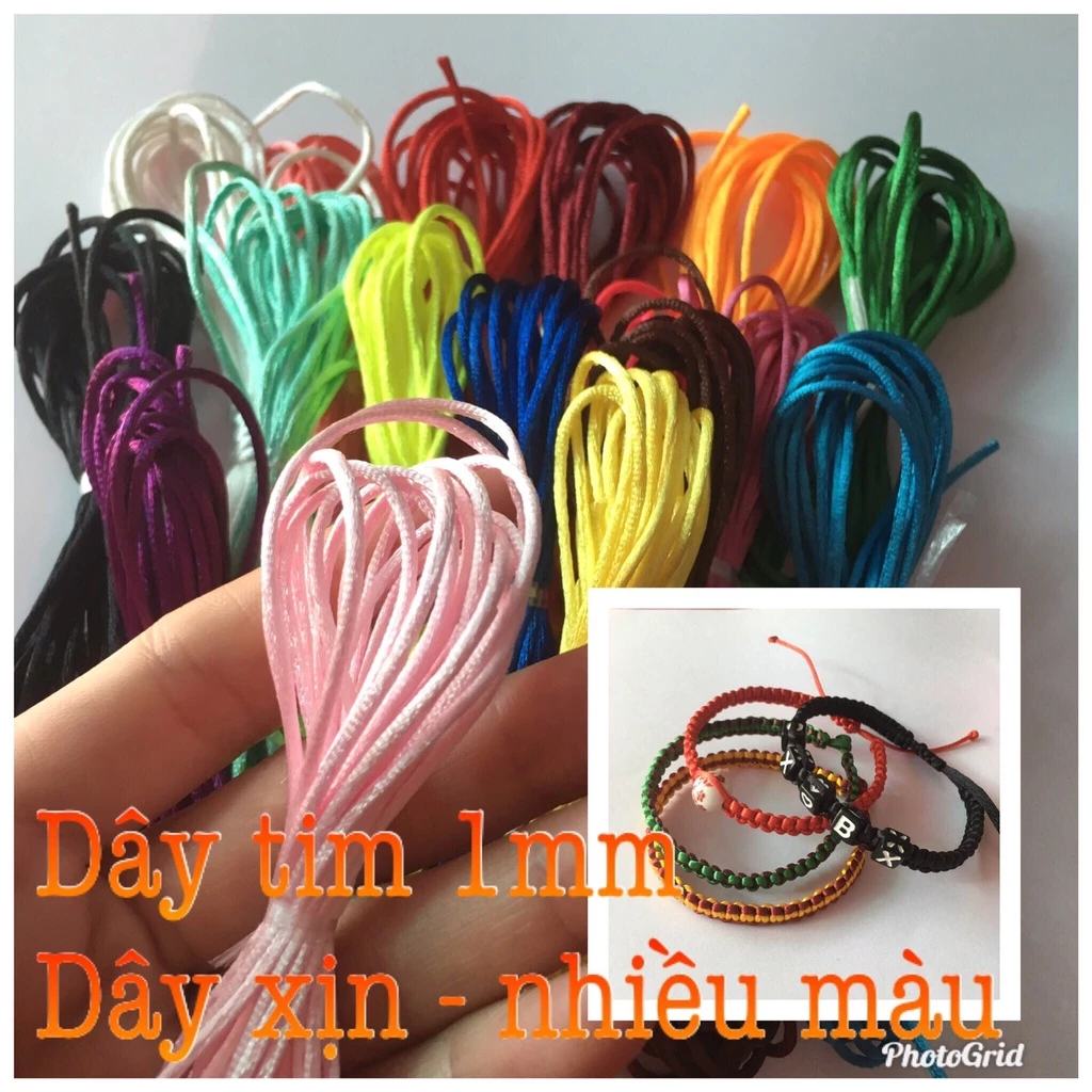 🌺 (hướng dẫn đan) Dây tim 1mm thắt vòng tay lụa Satin cord treo nôi dây dù trơn bóng chỉ đỏ