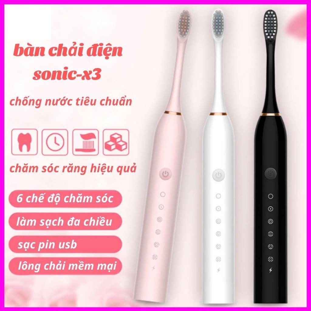 SONIC X3 Bàn chải điện đánh răng 6 chế độ chăm sóc răng - bàn chải đánh răng tự động