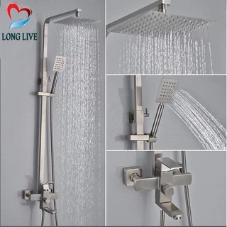 Bộ Sen Cây Vuông Xước Mờ Nóng Lạnh INOX 304