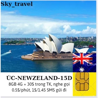 Sim du lịch Úc - Newzeland nghe gọi 15 ngày, 8GB data 4G