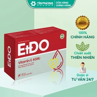 Viên Uống Bổ Sung Vitamin E EtĐo Chiết Xuất Thiên Nhiên Giúp Làm Chậm Lão Hóa Da Căng Mịn Giảm Nhăn Hộp 30 Viên TTP034