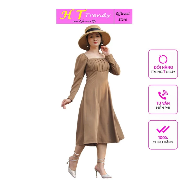 [FreeShip Mua Từ 2 Đơn] Đầm Dây Công Sở Váy Xòe Dự Tiệc Thời Trang Thiết Kế Cao Cấp HT TRENDY Dáng Suông Hở Lưng Cotton