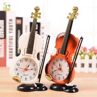 Đồng hồ tạo hình đàn violon, đồng hồ báo thức trang trí bàn, decor phòng ngủ, phòng khách, quà tặng phong cách cổ điển