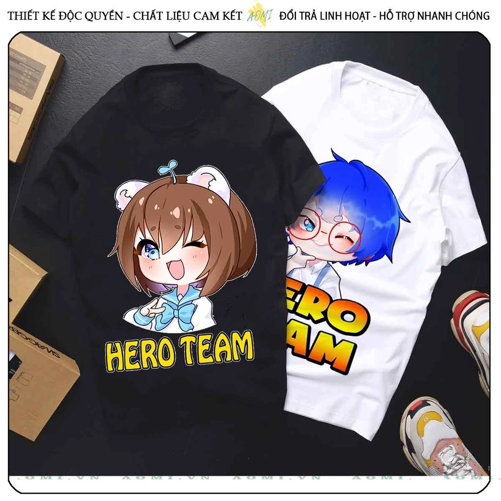 ÁO THUN HEROTEAM SAMMY SIMMY PHONG CẬN MINI WORLD UNISEX PHÔNG NAM NỮ GIA ĐÌNH CẶP ĐÔI ĐEN TRẮNG HỒNG SIZE TRẺ EM CHO BÉ