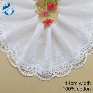 14cm Rộng 100% cotton Ren Cạnh Thêu Ren diy trims mini Đầm Ren Ruy Băng Quần Áo Phụ Kiện 3318