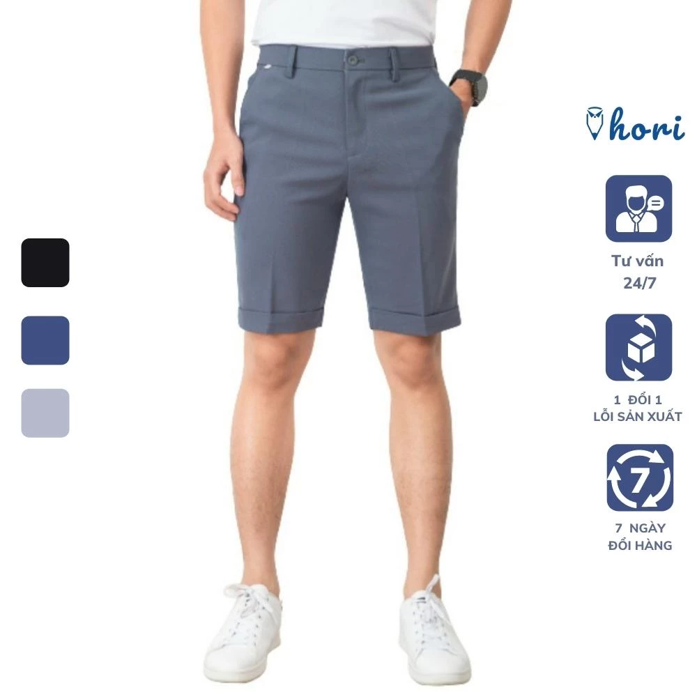 Quần short nam ngắn dáng tây âu Hàn Quốc ôm slimfit, quần tây nam ngắn vải chéo chống nhăn