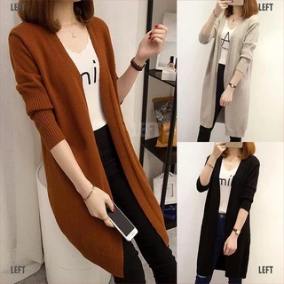 Áo khoác cardigan mỏng dáng dài rộng màu trơn thời trang dành cho nữ