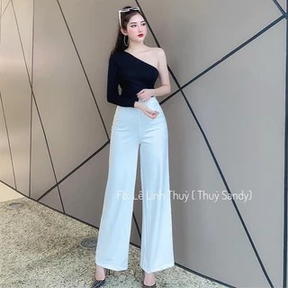 Quần culottes ống rộng nữ khóa sườn, quần tây ống suông vải đẹp