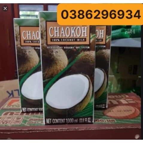 Nước Cốt Dừa Thái Lan Chaokoh Loại Hộp Giấy 1 Lít, Cốt Dừa Lon Chaokoh 400ml, Vietcoco, Thái CoConut Cream