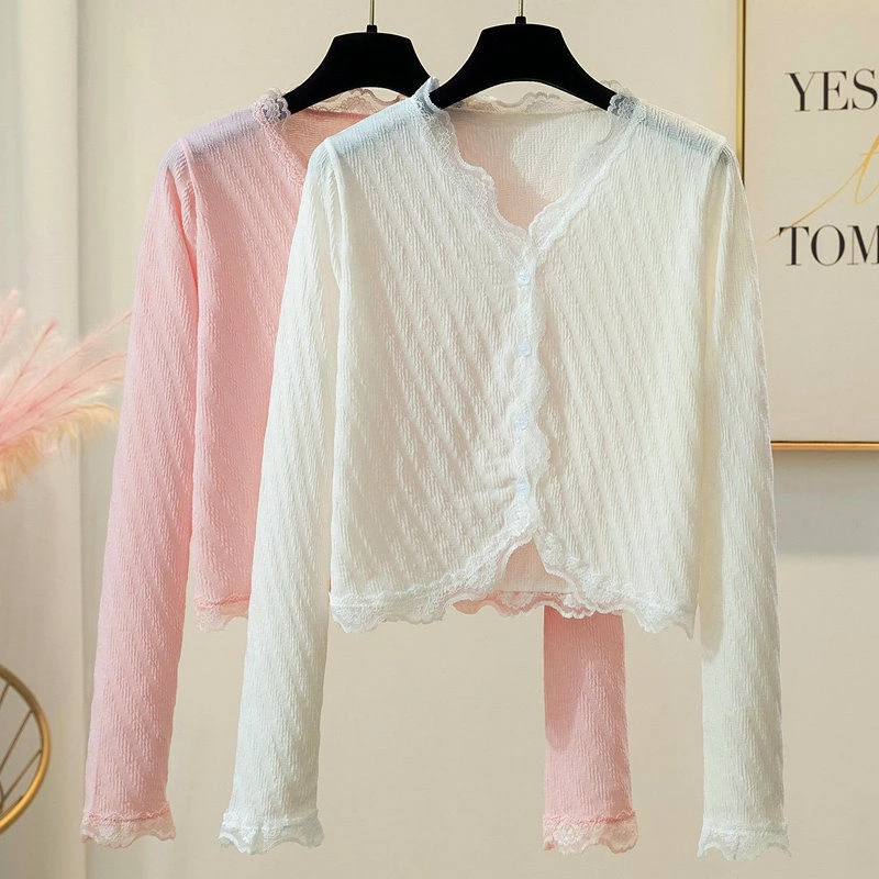 Áo Khoác Cardigan Ren Mỏng Tay Dài Chống Nắng Thời Trang Mùa Hè Cho Nữ