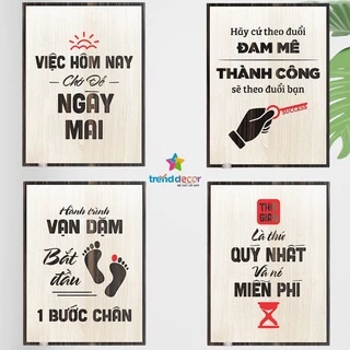 Tranh gỗ treo tường, tranh gỗ khắc chữ tạo động lực truyền cảm hứng decor văn phòng. góc làm việc