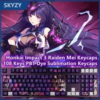 Raiden Mei Keycaps Cherry Hồ sơ Honkai Impact 3 Anime PBT Thuốc nhuộm thăng hoa Bàn phím cơ Keycaps