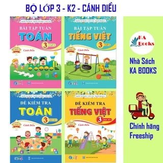 Sách - Combo Bài Tập Tuần và Đề Kiểm Tra Toán và Tiếng Việt lớp 3 - Cánh diều - Kì 2 (4 cuốn)