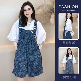 Bộ Áo Thun Ngắn Tay + Quần Yếm Denim Thời Trang Mùa Hè Cho Mẹ Bầu