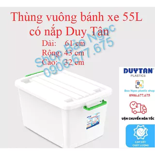 Thùng nhựa bánh xe đựng đồ Duy Tân 55L chọn màu quai