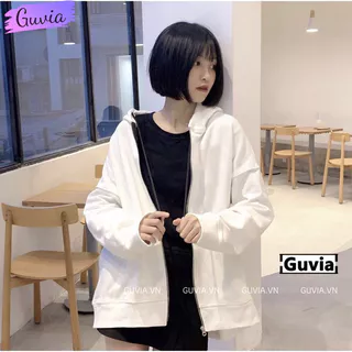 Áo khoác nỉ Trơn PE Dây Kéo hoodie form rộng Ulzzang Unisex áo nỉ nam nữ AN GUVIA AKN35