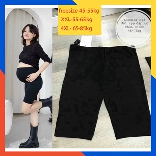 Quần lửng legging ngố ( BIGSIZE ) có chun chỉnh chất cotton co dãn 4 chiều ( thun chỉnh bụng )