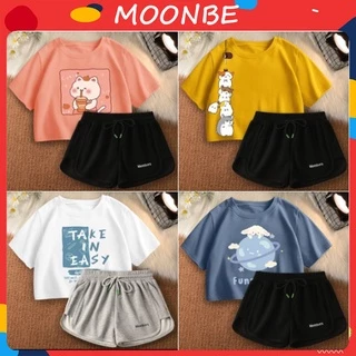 Bộ cộc tay cho bé trai bé gái mùa hè chất cotton 4 chiều size đại đến 65kg - Bộ Cutie