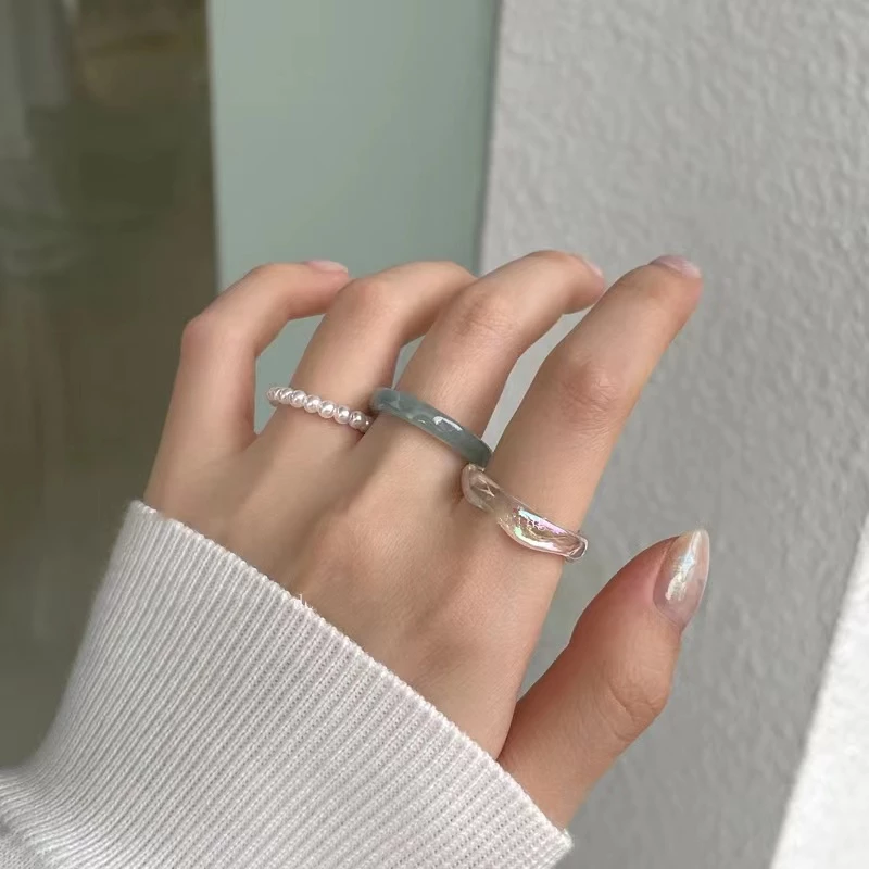 Việt Nam 1 Ngày Giao💕Bộ 3 cái nhẫn kết hợp đính ngọc trai thời trang Pháp Hàn sành điệu cá tính cổ điển cho nữ