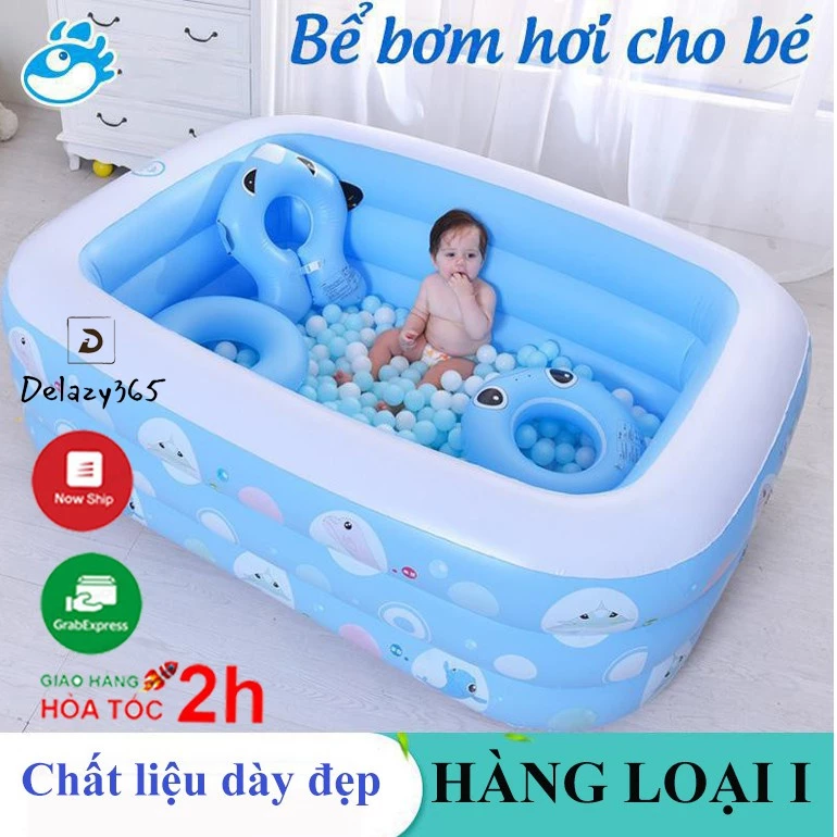 Bể bơi 1m3, 1m5, 1m8, 2m1 cho bé, hồ bơi trẻ em loại dày có đáy chống trượt an toàn