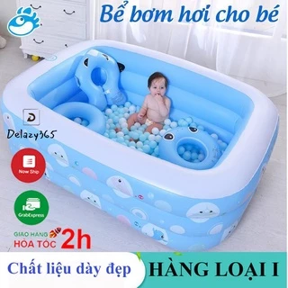 Bể bơi 1m3, 1m5, 1m8, 2m1 cho bé, hồ bơi trẻ em loại dày có đáy chống trượt an toàn