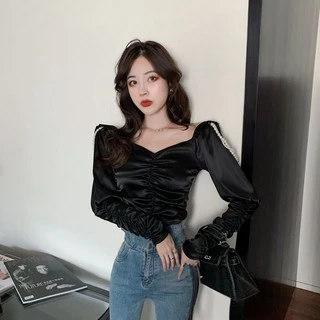 Áo sơ mi nữ kiểu tay dài Emilyshop ulzzang