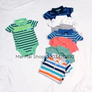 (Size 24M) Body chip có cổ bẻ xuất dư bé trai - Body cotton thấm mồ hôi