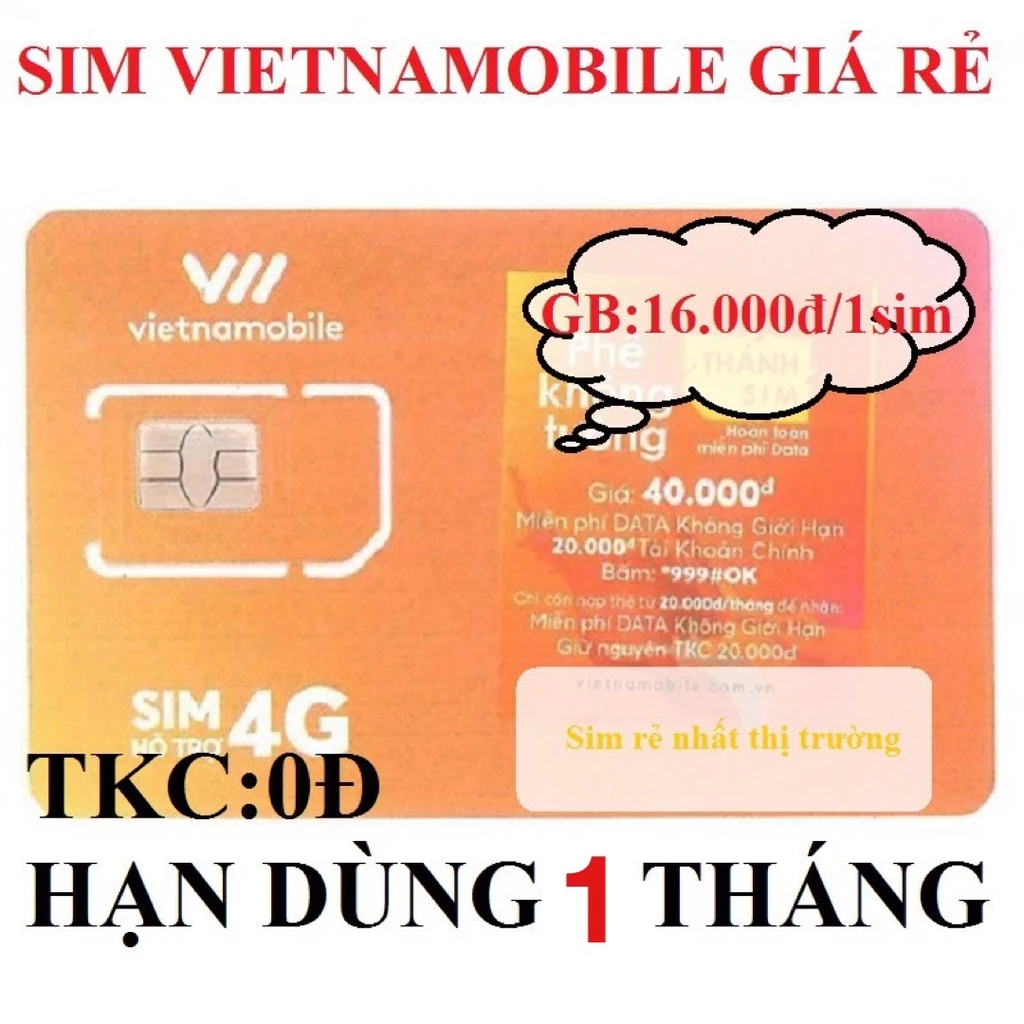 [COMBO 20 SIM] Sim Số Vietnamobile Nghe Gọi Nhận Tin Nhắn Tkc 0đ 16K/Sim