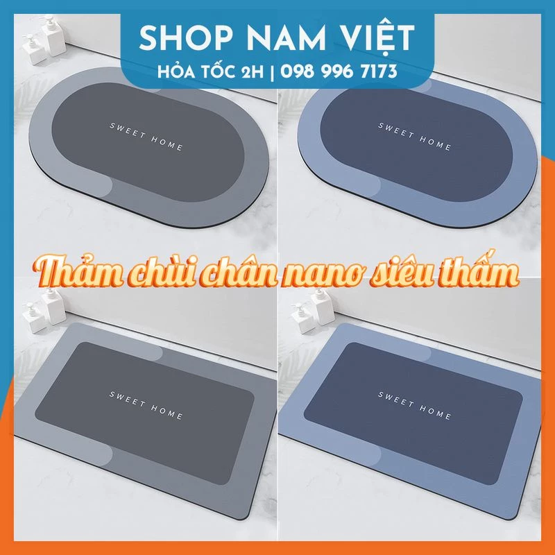 Thảm Chùi Chân Siêu Hút Nước Chống Trơn Trượt (Oval, Chữ Nhật Nhiều Màu)