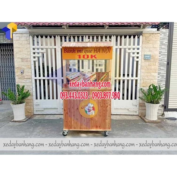 Xe bánh mì lưu động giá rẻ chất liệu gỗ pallet siêu nhẹ siêu bền - xedaybanhang.com