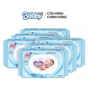 Combo 9 gói khăn ướt Bobby Care không hương 100 miếng/gói